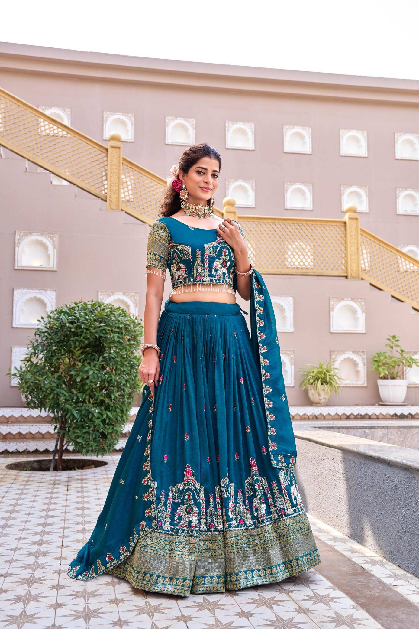 Ram-163 Vichitra Blue Wholesale lehenga choli suppliers in Hyderabad